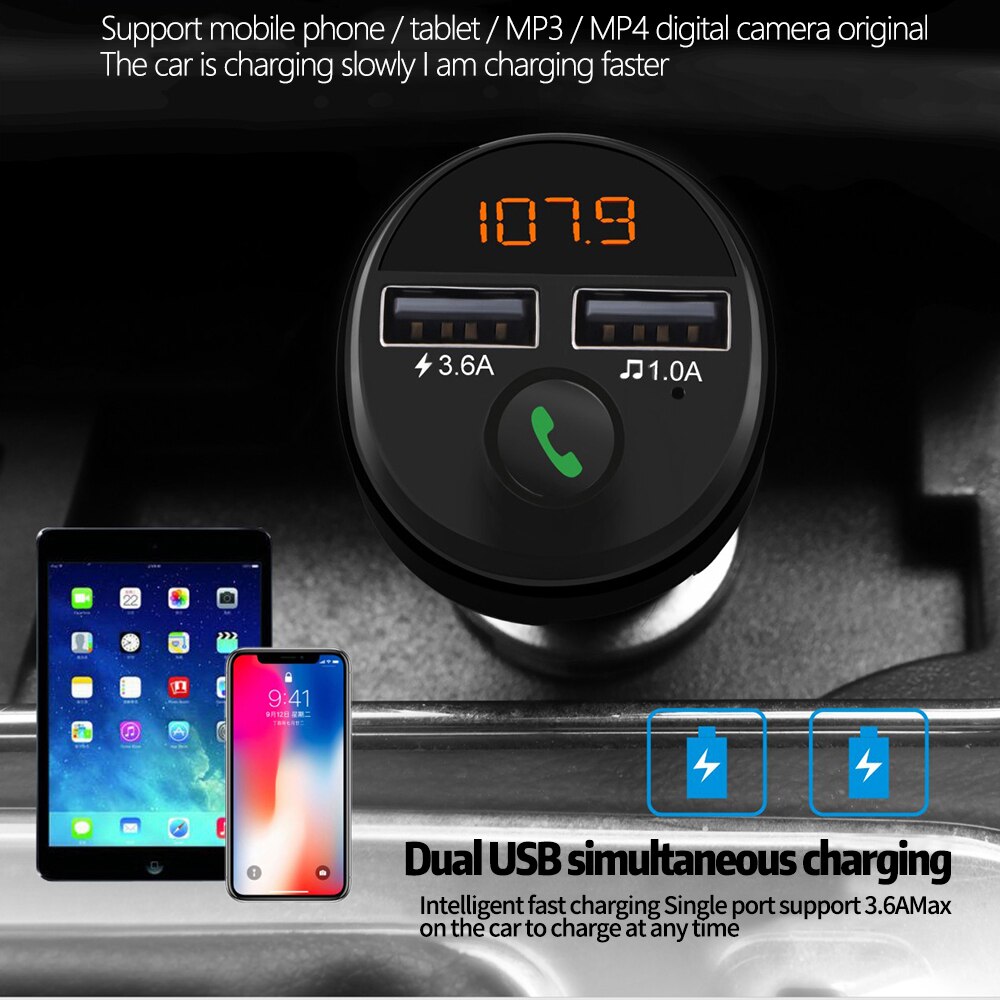 Langaton handsfree auto bluetooth 5.0 kit fm lähetin auto  mp3 pelaaja 3.6a nopea lataus dual usb laturi tuki tf -kortti  z2