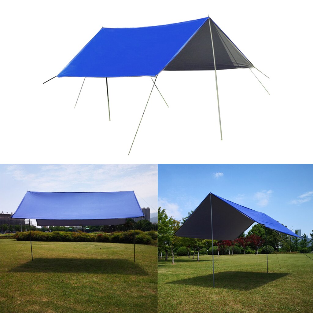 Durable Sun Shelter Camping Canopy 3-4 Person Awning Folding Parasol Picnic Tarp: Blue