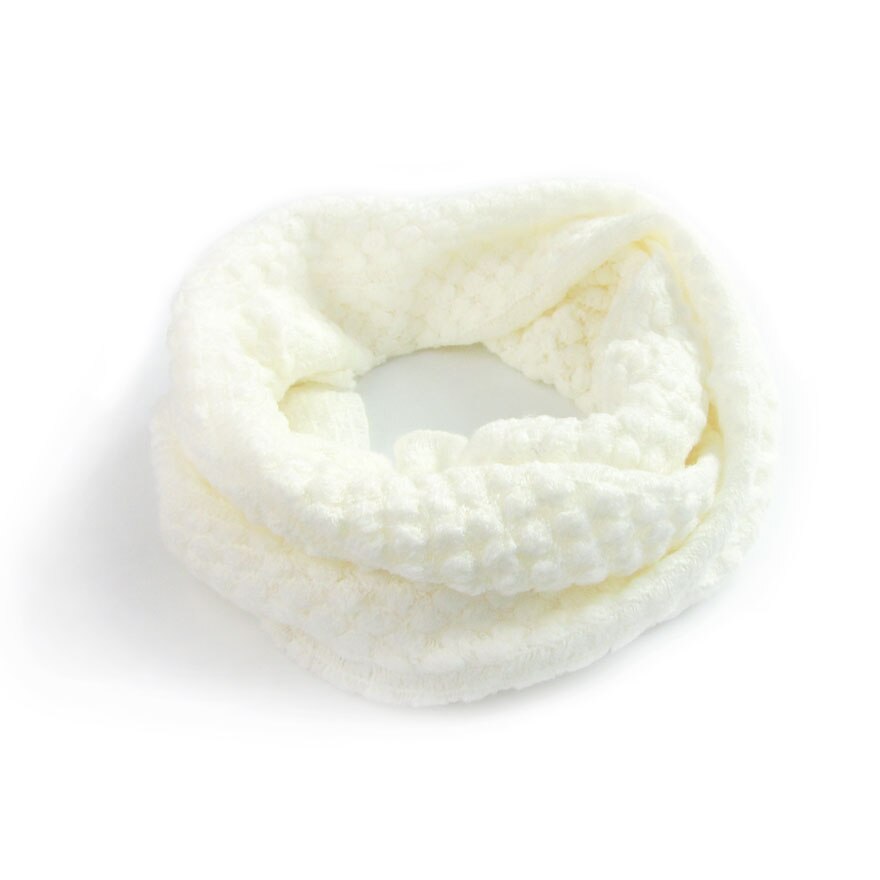 pattern Warm Knitted Scarves Autumn Simple Unisex Solid Color Collar Scarves Women Winter Knitted Scarf: White
