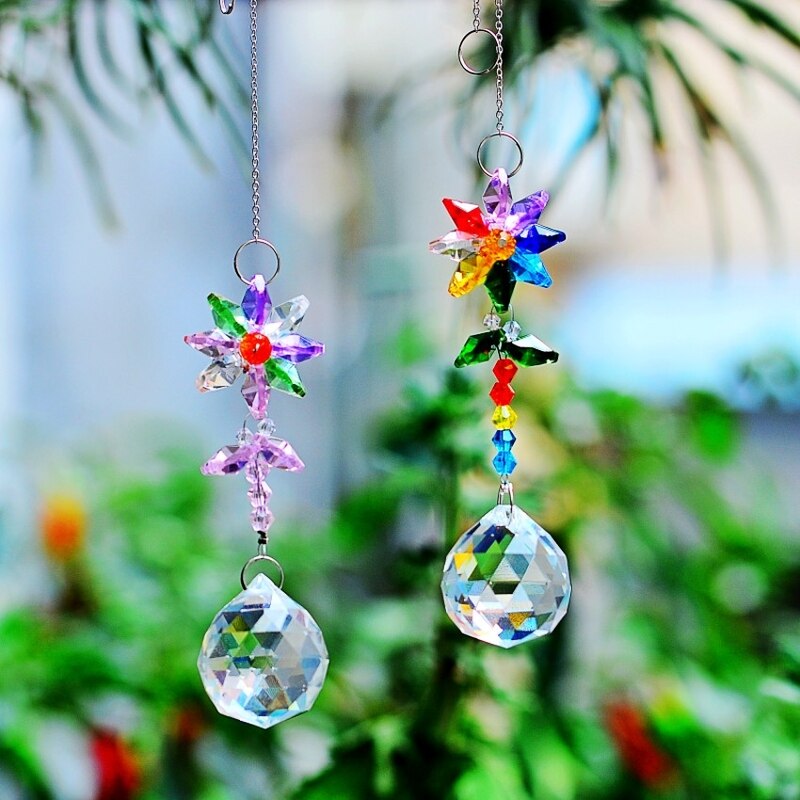 KaiNai Garden Suncatcher Flower Deco Rainbow Maker hanging crystal prisms window crystals home decoration original