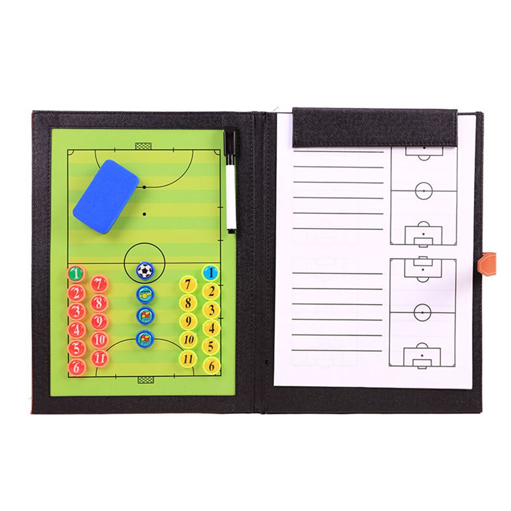 Presse-papiers magnétique portable en cuir pu, entraînement de coaching, tableau tactique de football, guidage étanche, pliable, souple avec stylo de football