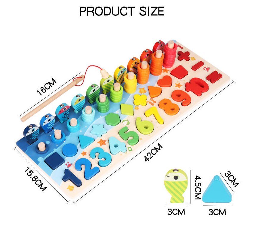 2-6T Matematica Giocattoli Educativi della Prima Infanzia Montessori Sussidi Didattici Matematica Numeri Numero di Forma Geometrica Cognizione Blocchi Di Puzzle