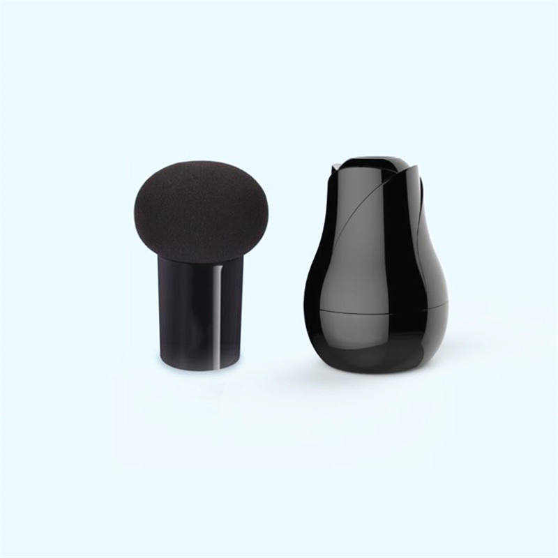 1pc make up spons draagbare kleurrijke paddestoel hoofd droge en natte dual purpose poederdons clear met bloemen cosmetische pakket: black with cap