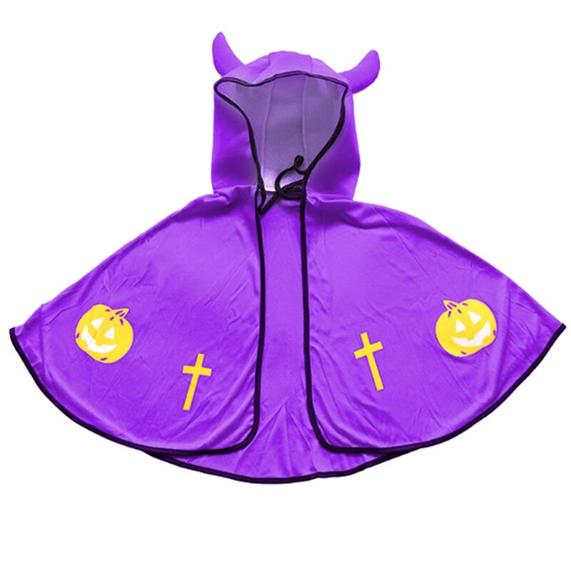 1 Pc Halloween Party Kit Hat Cloak Cape Robe Childs Hooded Cape Dress Costume Cosplay Halloween party: Purple 