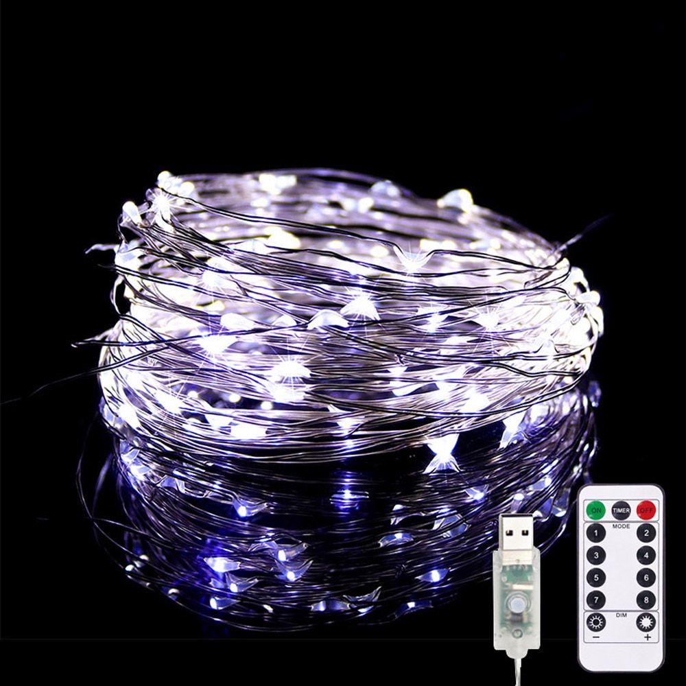 5m/10m usb led-valonauhaa ulkokäyttöön sisäseppele koristeluun keiju/valoketju joulu kuparilankalamppu kaukosäätimellä