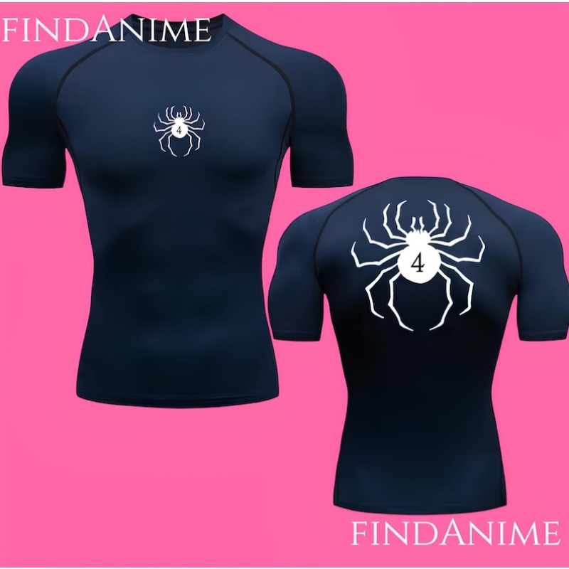 Spider Compression T-Shirts,Phantom Troupe Hunter x Hunter Anime Compression T-Shirt,Anime HxH Spider Gym Compression T-Shirt: XXL / black