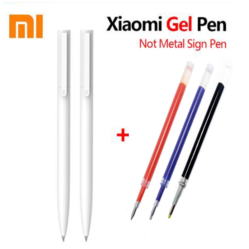 Original Xiaomi Mi Gel Pen 0.5MM Bullet Pens Writing Smooth and Light Grip with Blue Black Red Refill for School Office