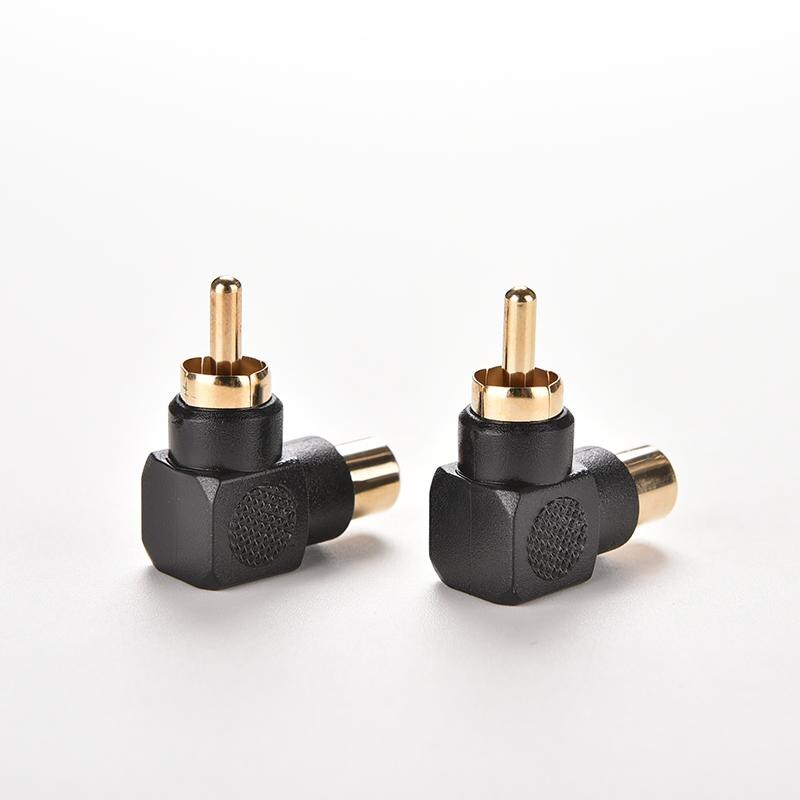 2Pcs Connector Converte Black Right Angle RCA Male to Female Adapter 90 Degree M/F RCA Audio AV RCA Plug Extender