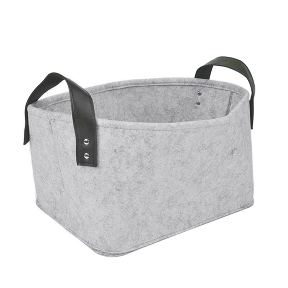 Foldable Felt Storage Bins Baskets Containers with Handles for Home Closet Bedroom Drawers Toys Organizers Large Medium Small: Light Grey  L