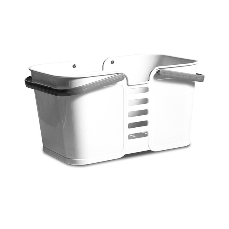 Panier à linge de bain avec poignée | Boîte de rangement Portable pour produits de toilette serviettes, porte-cosmétiques de bureau à domicile @ D: White