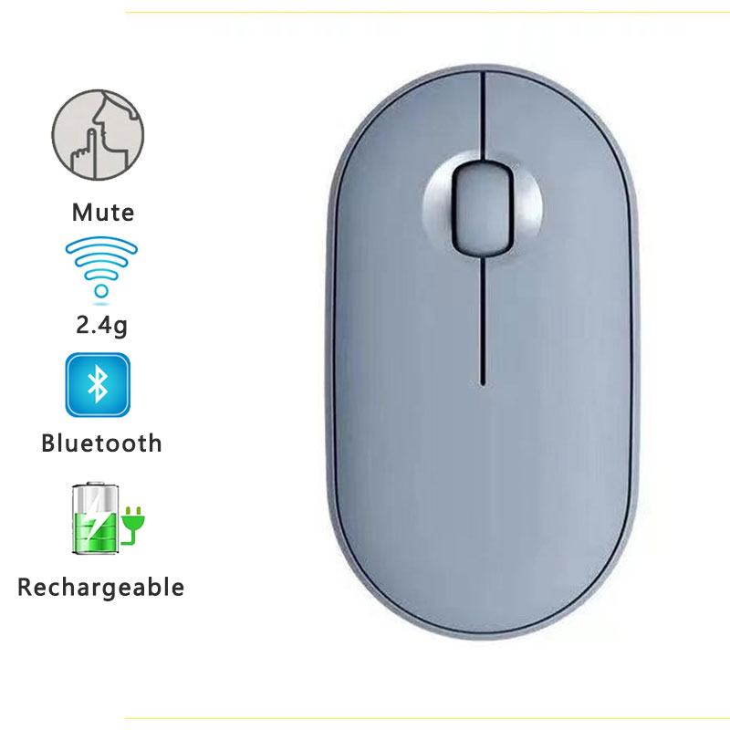 Drahtlose Maus Wiederaufladbare Bluetooth Stille Ergonomische Computer Verbinden Multi Gerät Für iPad Mac Tablette Macbook Luft Laptop PC: dual mode blau