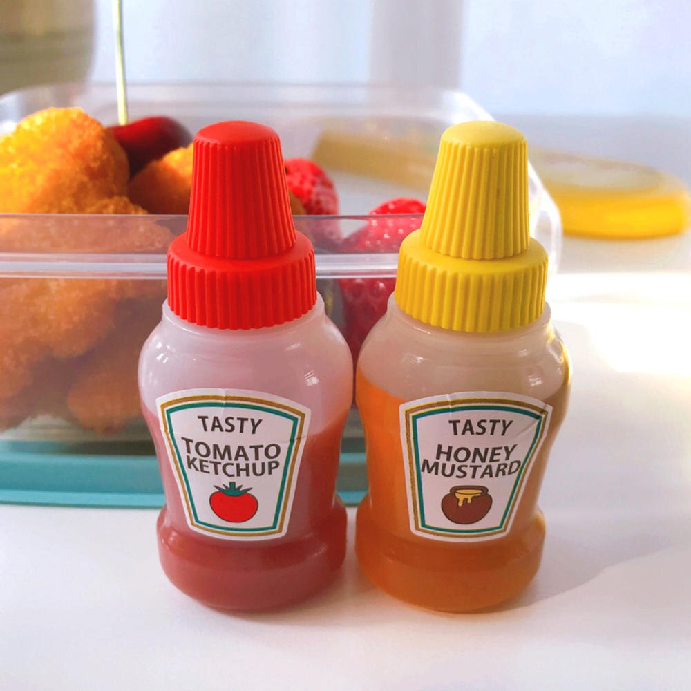 1/2 stk 25ml mini tomat ketchup flaske honning sennep bærbar liten saus beholder salat dressing beholder pantry beholdere