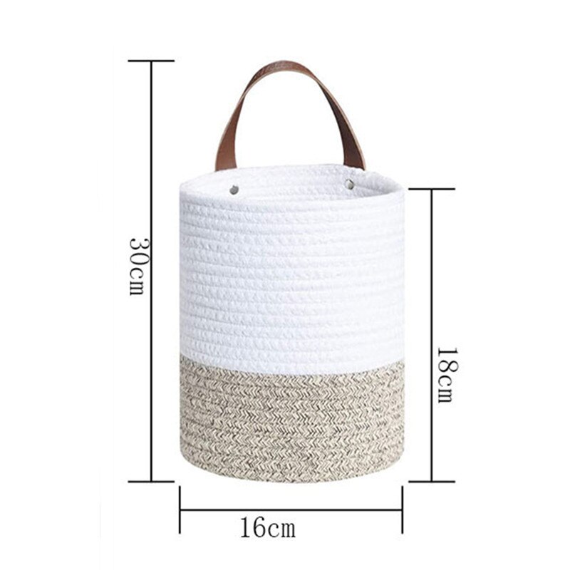 Woven Hanging Basket For Planters Rattan Wicker Baskets Garden Wall Decoration Wall-mounted Basket Storage Rack: White Gray16cm