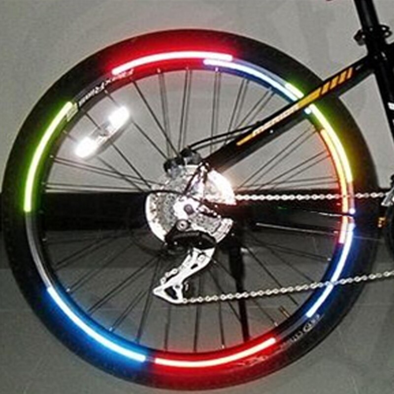 1cmx8m Bike Reflective Stickers Fluorescent MTB Bicycle Wheels Tapes Safety Warning Sticker Decoration Cycling Accessories