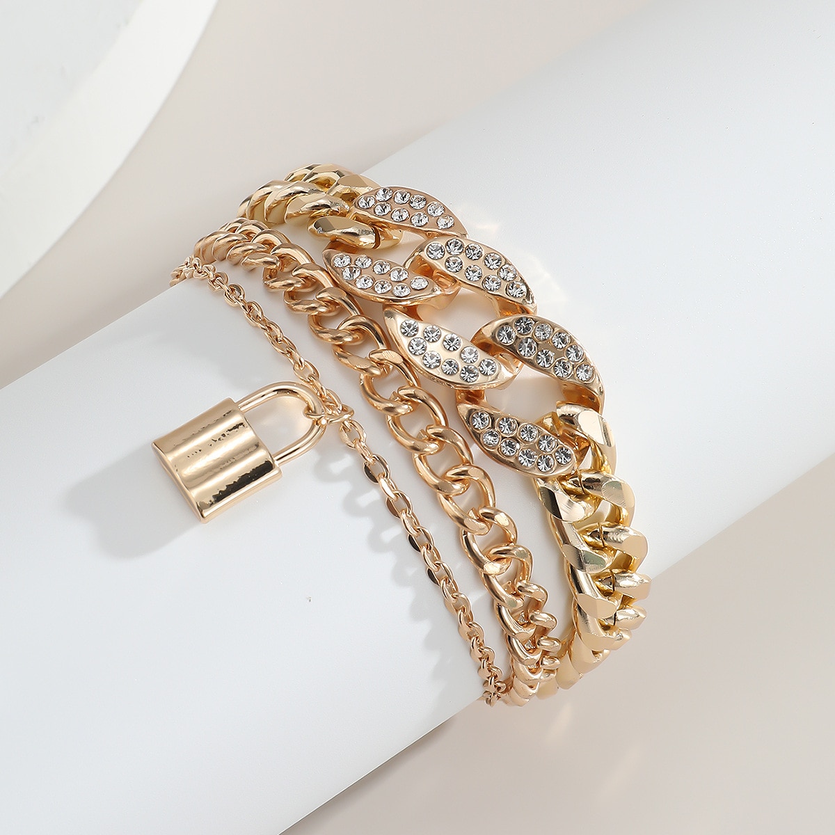 Punk Miami Curb Cuban Thick Bracelet Bangle Chunky Heavy Metal Lock Charm Bracelet Wrist Chain Women Jewelry Gold Silver Color