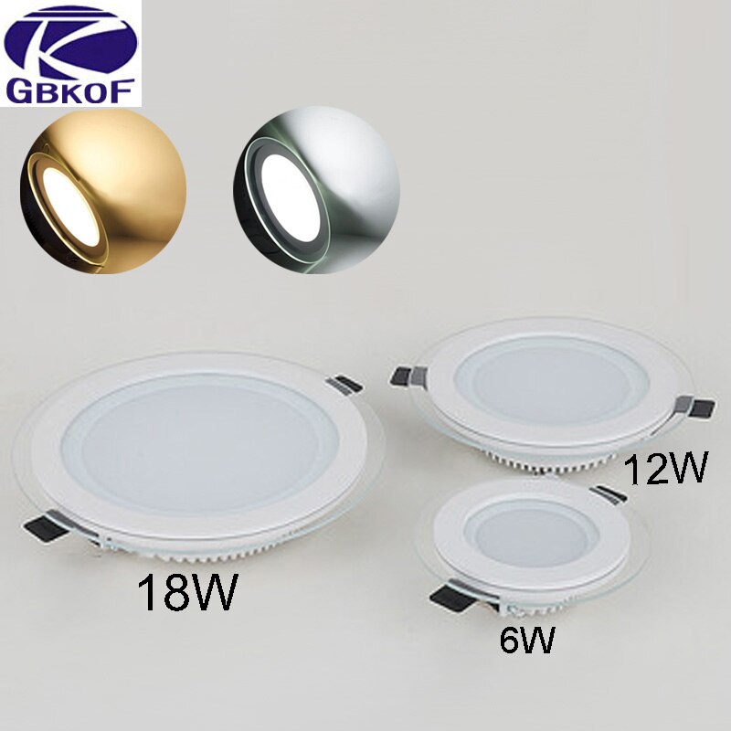 6W 12W 18W Glass led Ceiling Recessed panel Light Painel lamp home decoration round square Led Panel Downlight Cold/Warm White