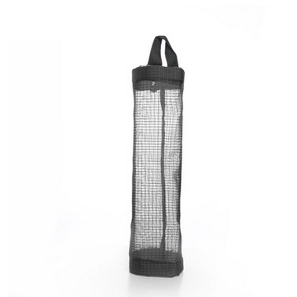 Household Grocery Bag wall-mounted Storage Dispenser Plastic Kitchen Organizer Garbage Bag Storage Bag Long Tube Mesh Bag #10: Black