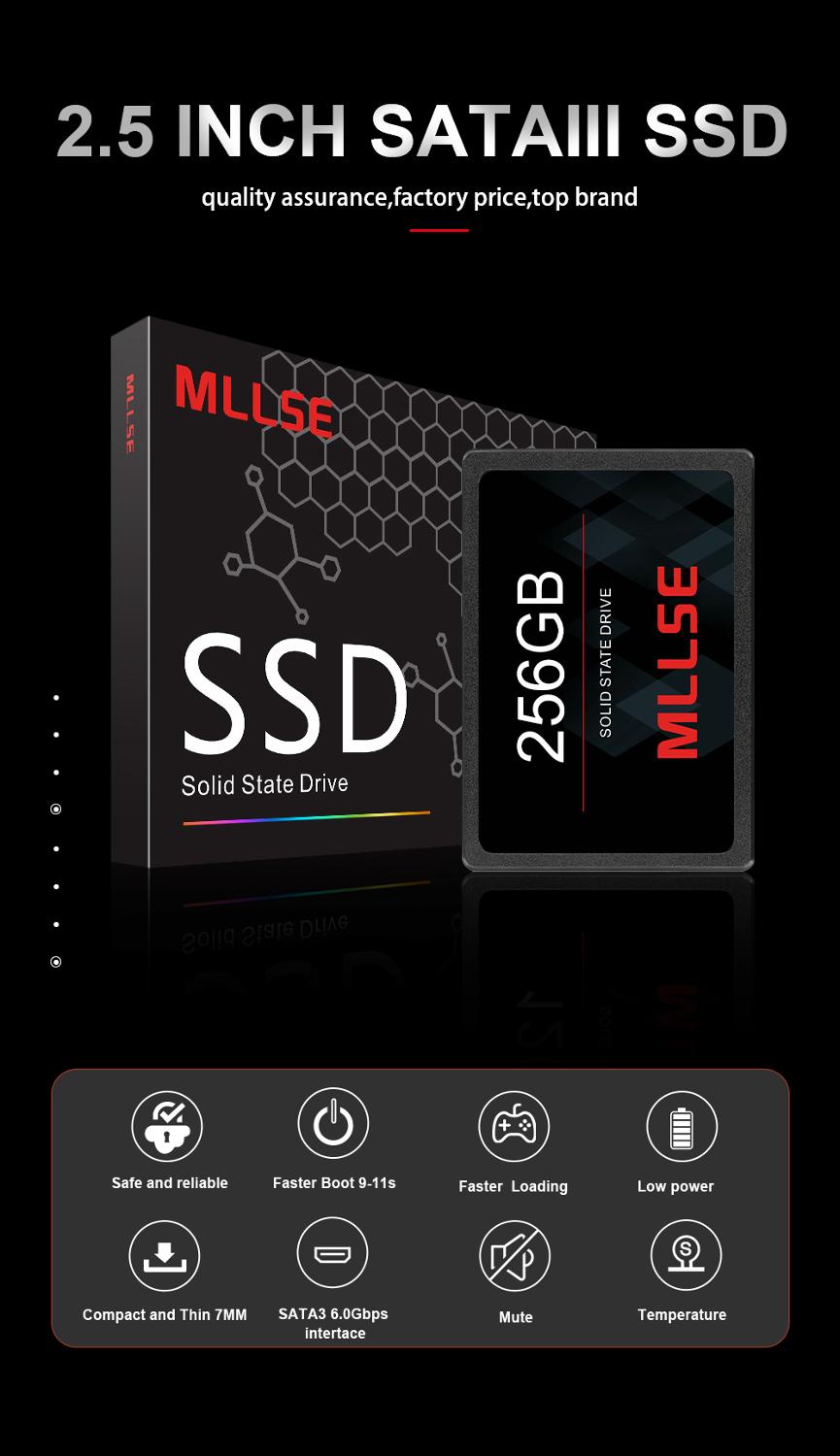 MLLSE plus récent SSD 256gb 2.5 ''sata III ssd TLC 500 mo/s disque dur interne pour ordinateur portable et serveur