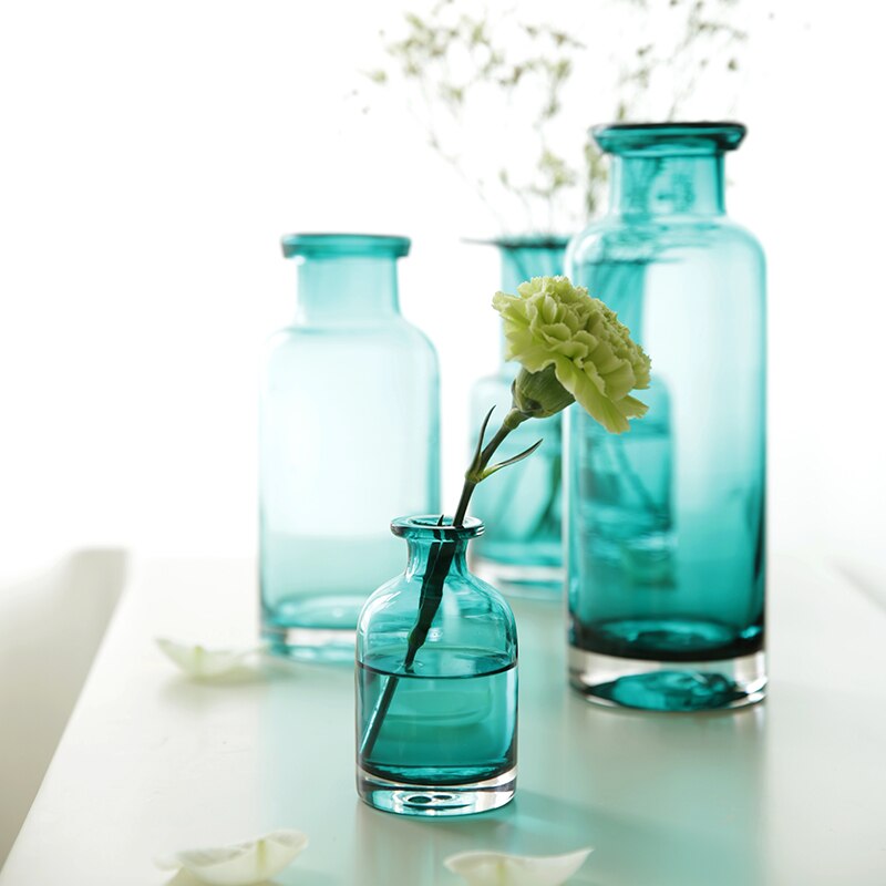 Ocean blue glass vase rustic wind vase plant vase glass jar