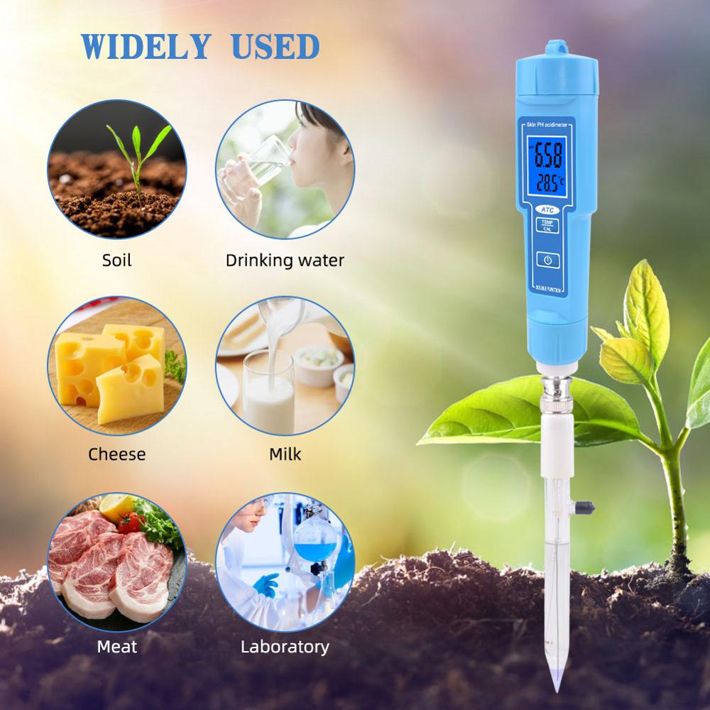 yieryi Automatic Calibrating ph Meter For Tapered Loose Soil Hydroponics Replaceable Probe For Cheese, lab, drinking water