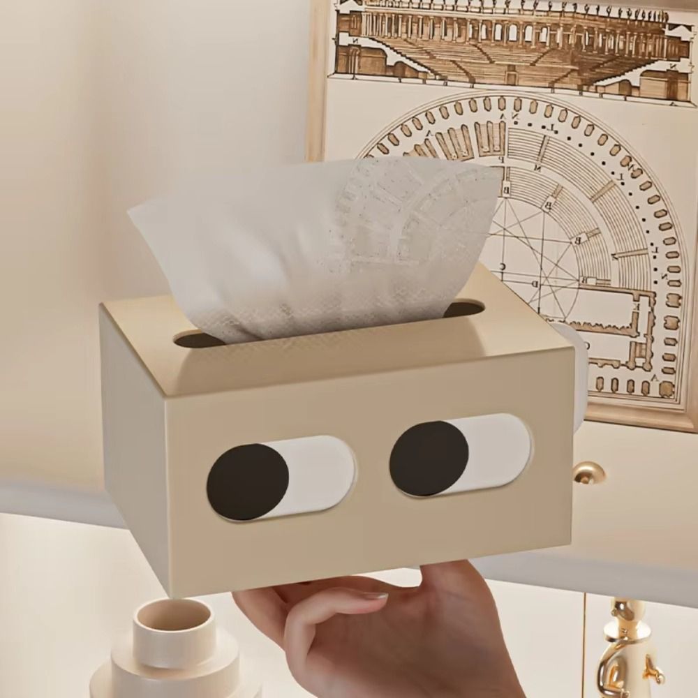 Niedliche rechteckige Karikatur-Taschentuchbox mit lustigen Ausdrücken und großen Augen, dekorativer Serviettenhalter für das Badezimmer