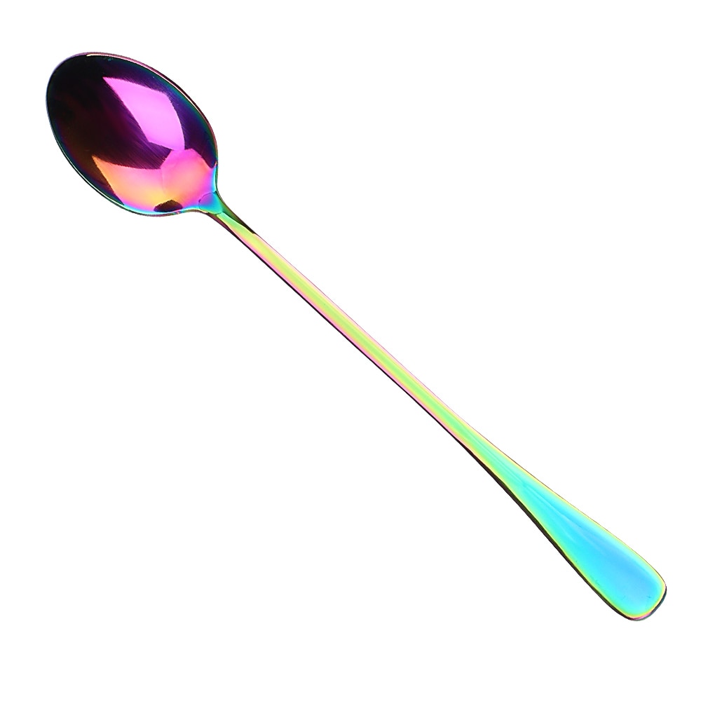 HOOMIN 19.5 CM Spoon Stainless Steel Long Handle Spoon Ice Cream Tea Coffee Spoons Home Kitchen Accessoeies Tableware