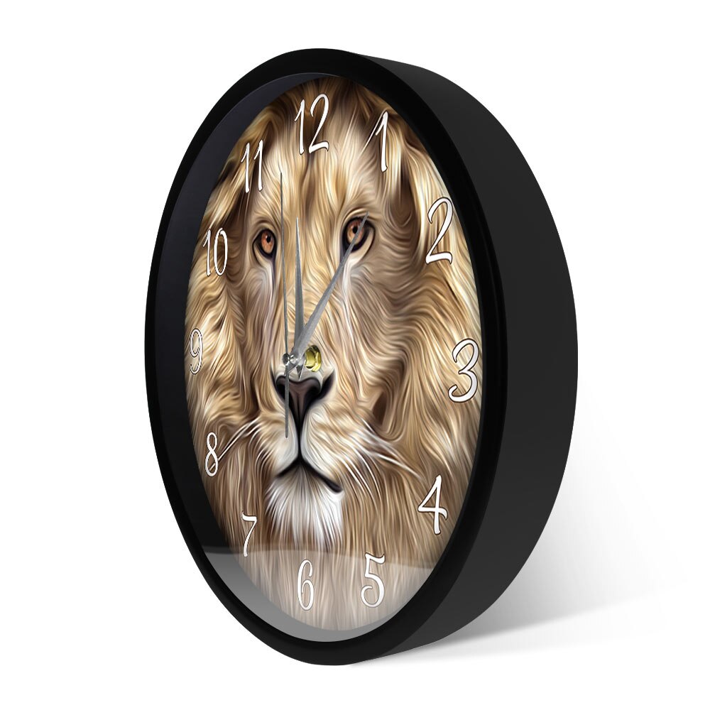 Lion Face Modern Print Wall Clock Frameless Silent Non ticking Wall Watch Safari Jungle Wildlife Animal Art Clock Bedroom Decor
