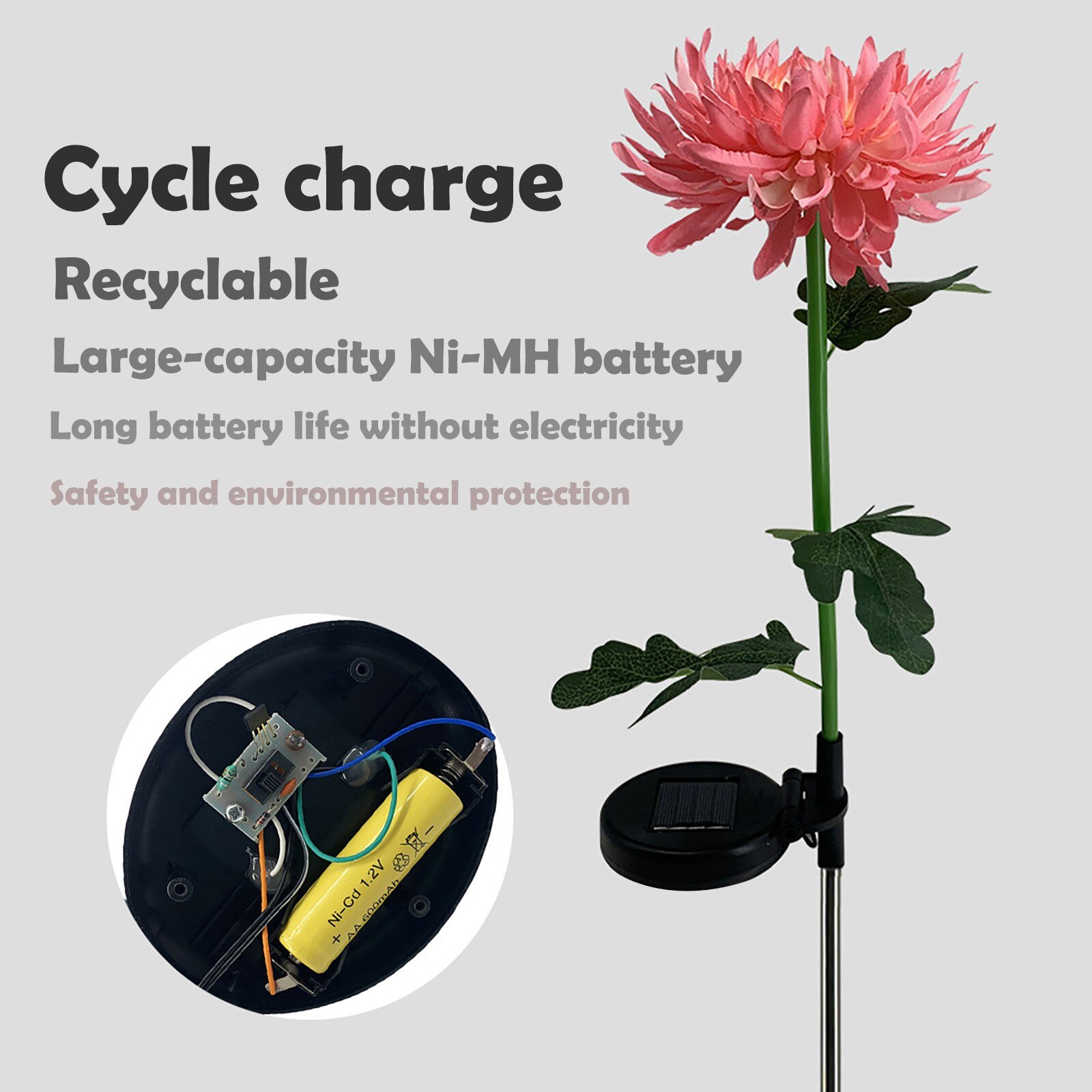 50@ Chrysanthemum Flowers Solar Light Led Outdoor Garden Simulation Flower Lawn Light Plug-in Garden Outdoor Garden Landscape