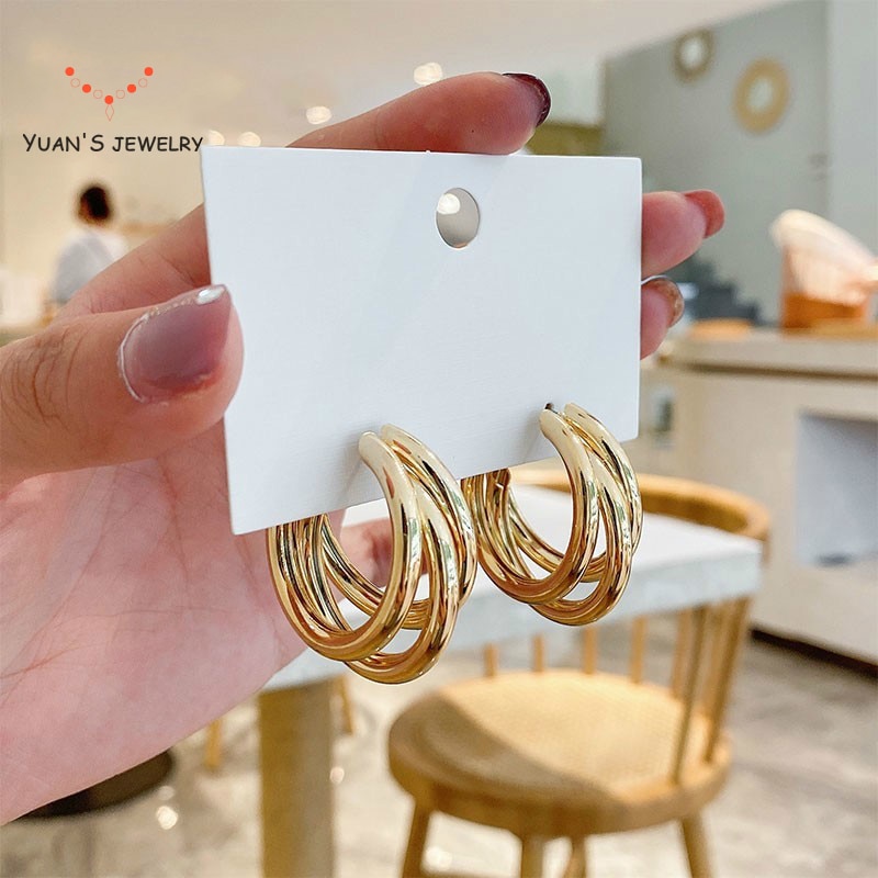 Yuan'S-pendientes grandes de plata para mujer, joyería inteligente de de oro fino, personalidad, exageración, temperamento,