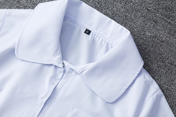 Jk uniform sideglidelås sirkulær hvit firkantet krage kortermet japansk student uniform skjorte dame korte topper for jenter