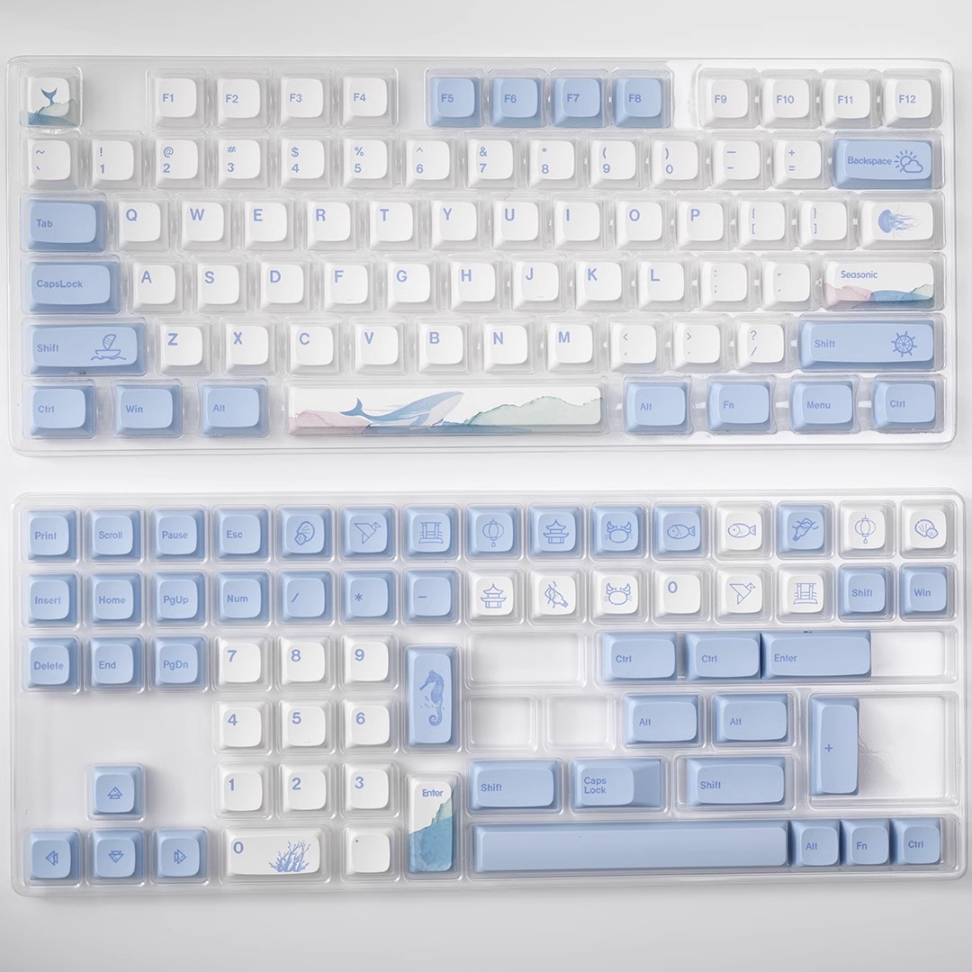 133 Keys XDA Profile Keycap Ocean Whale Theme PBT Keycaps For MX Switch Mechanical keyboard Dye Sublimation Blue White key Caps: blue switch