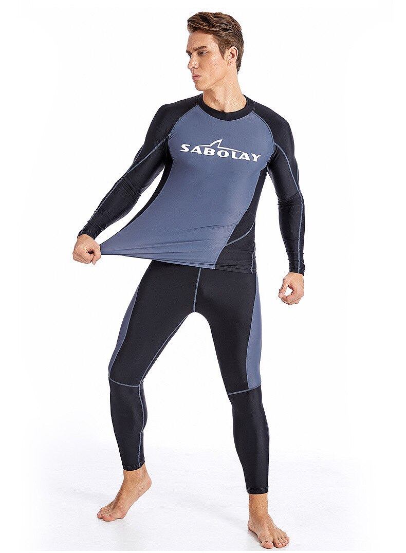 Sabolay men banho de manga comprida mergulho protetor solar de secagem rápida proteção uv praia surf shorts fatos de banho rash guards n326