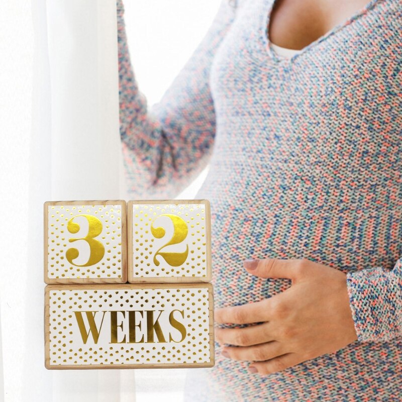 1 Set Baby Age & Moments Pine Wooden Blocks Newborn’s First Year Memories Photography Photo Age Card Month Sticke