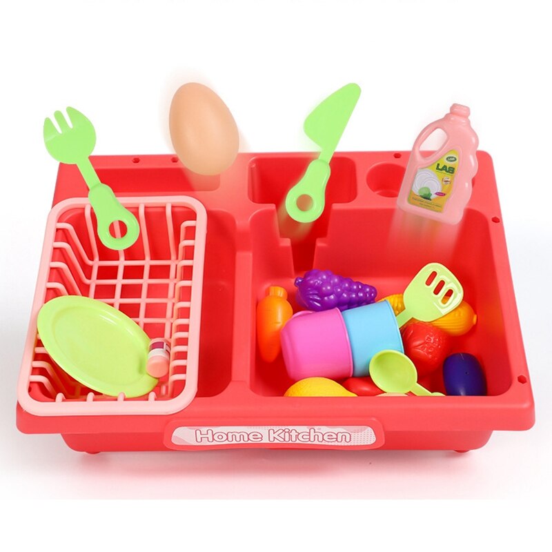 Kitchen Sink Toys Pretend Play Wash Up Kitchen Toys Dishwasher Toys Kitchenware Press Water Faucet & Drain