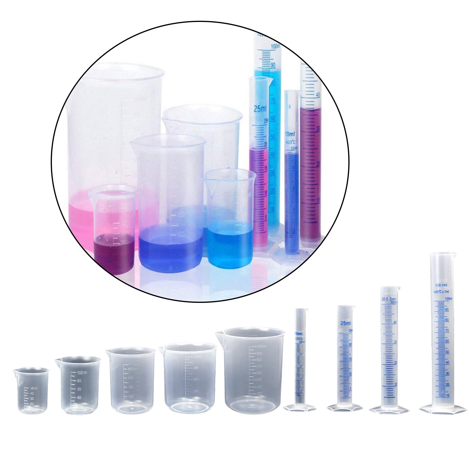 Plastic Cylinders and Beakers Set Cylinders and Beakers Set for Home and School Science Lab