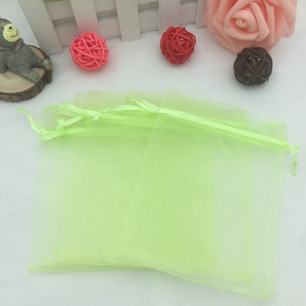 100Pc Organza Bag Jewelry Packaging Candy Wedding Party Goodie Packing Favors Cake Pouches Drawable Bags For Sweets