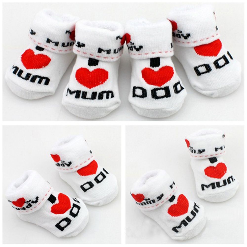 Newborn Baby Toddler Infant Boys Girl Cotton Love Mom/Dad Socks 0~6 Months