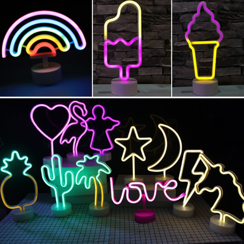 Affiche lumineuse néon coloré, panneau lumineux, décoration pour salon, bureau, rose, violet, LED lampes néon