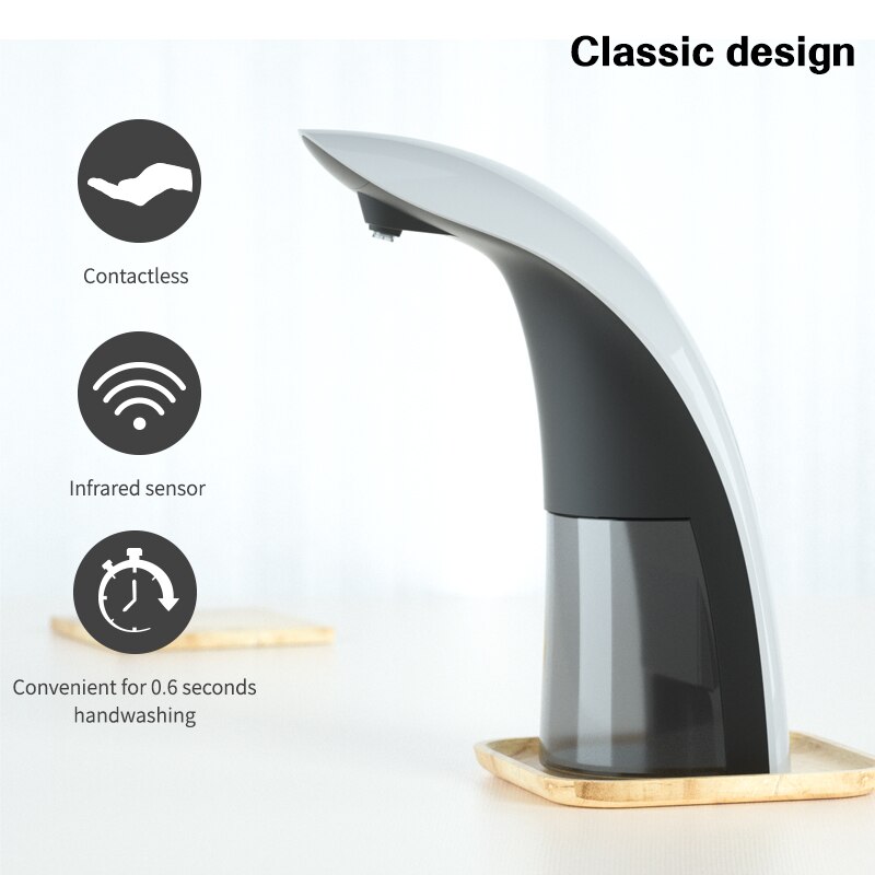 KM105 400mL Automatic Induction Foam Soap Dispenser For Home Kitchen Bathroom Battery Rechargeable Without Battery White/black