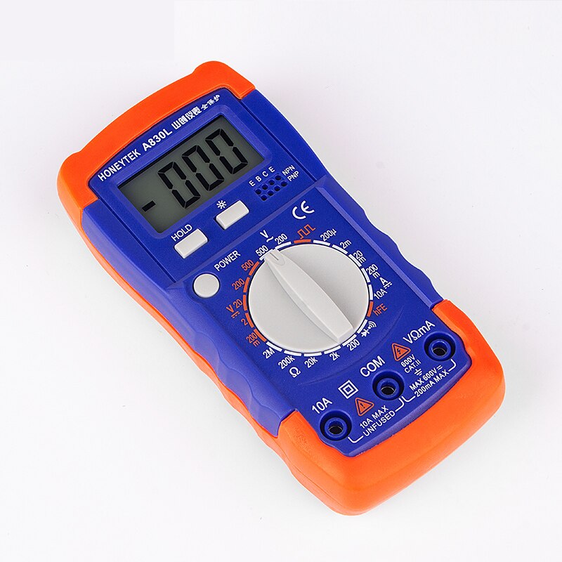 MiNi Digital Multimeter Tester AC DC Voltmeter AC Ammeter Frequency Resistance LED Measure With Stand LCD Backlight With Probes
