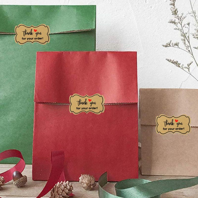 250 Uds. Etiquetas de sello de envase de cocción hechas a mano, pegatinas de agradecimiento por su pedido, decoración de papel recortes de papel Kraft