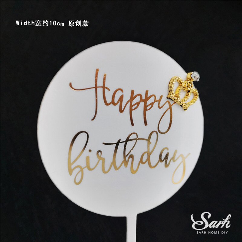 Ijzer Bloem Cake Toppers Sika Herten Decoraties Gelukkige Verjaardag Partij voor Baby Shower Anniversary: 1pc crown birthday A