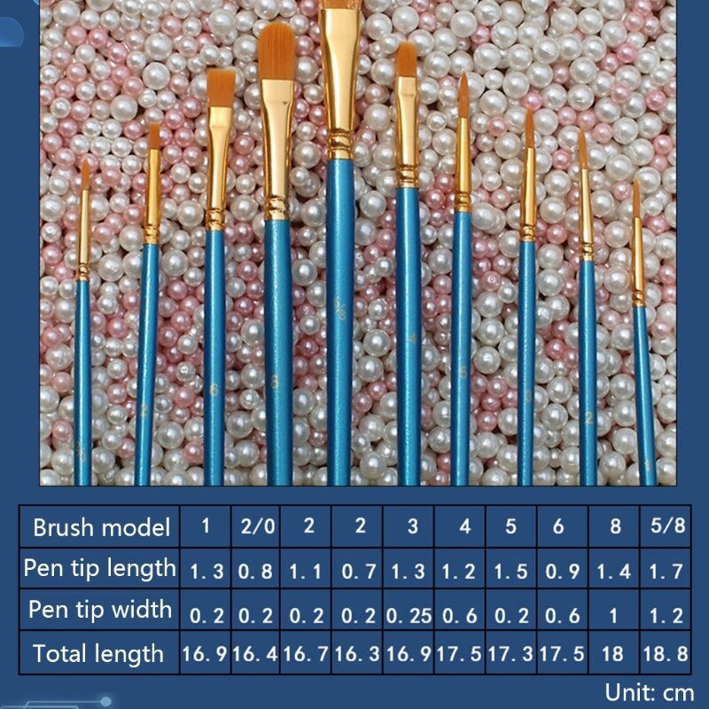 10pcs/set Watercolor Oil Acrylic Artist Paint Brushes Nylon Hair Painting Brush XXUC