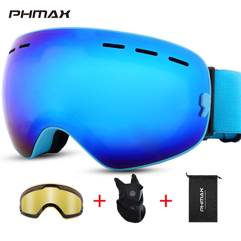 Phmax-óculos de esqui, unissex, máscara de neve, óculos de inverno, ski, com lentes amarelas, anti-neblina, snowboard