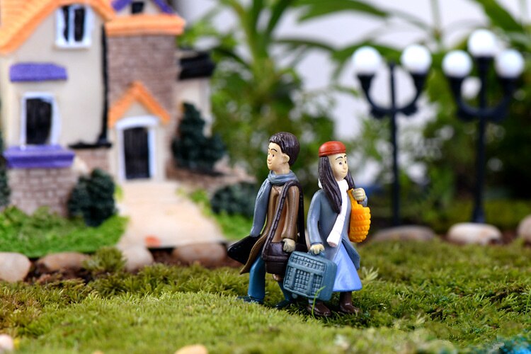 1 par söta älskare par med stammen figurer miniatyr hantverk älva trädgård tomte mossa terrarium pyssel prydnad trädgård dekor  d3