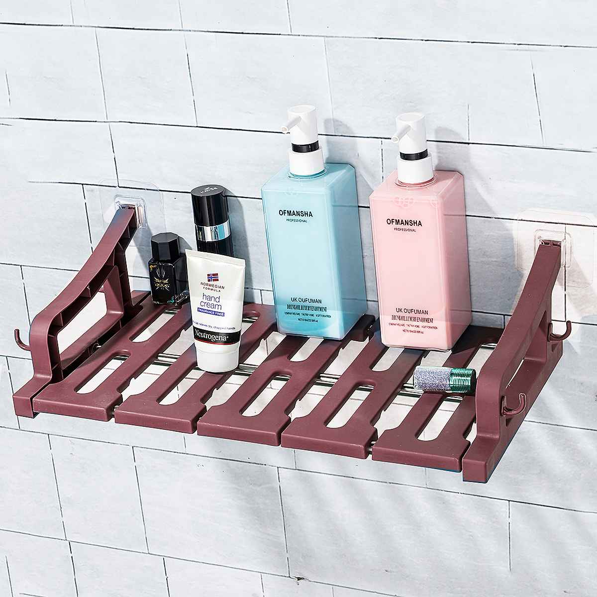 Adjustable Kitchen Storage Rack Metal Cupboard Storage Shelf Non-Skid Spice Rack Single Layer Kitchenware Organizer F Bathroom: Pink