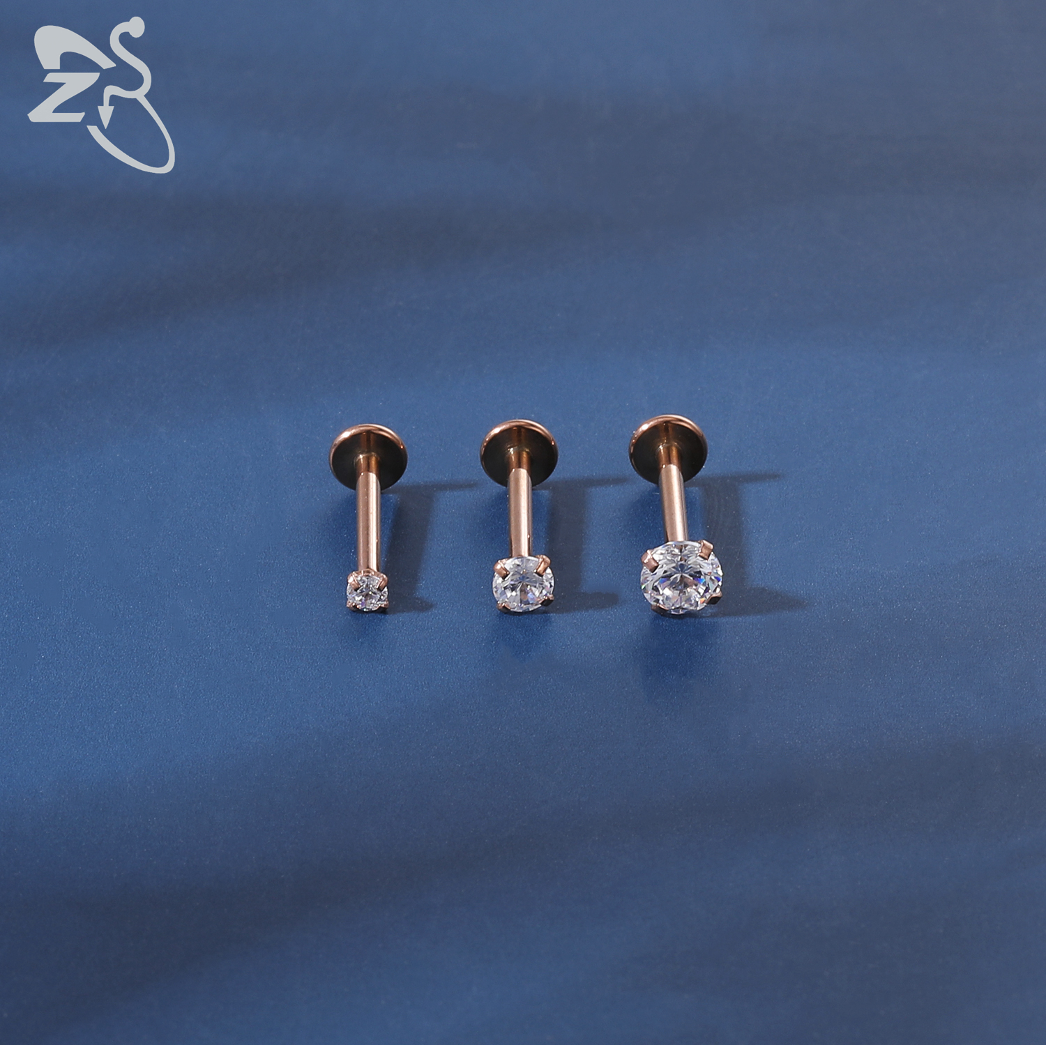 Zs 3 Stks/partij Cz Crystal Lip Piercing Set 6/8/10/12Mm Rvs Monroe Labret ringen Oor Tragus Helix Piercings Sieraden 16G