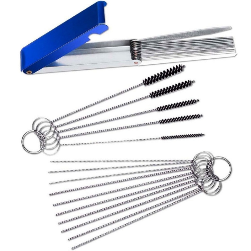 Conjunto de limpeza de agulhas carburador, jato de sujeira de carbono, limpeza, agulhas de limpeza, kit de ferramentas de nylon