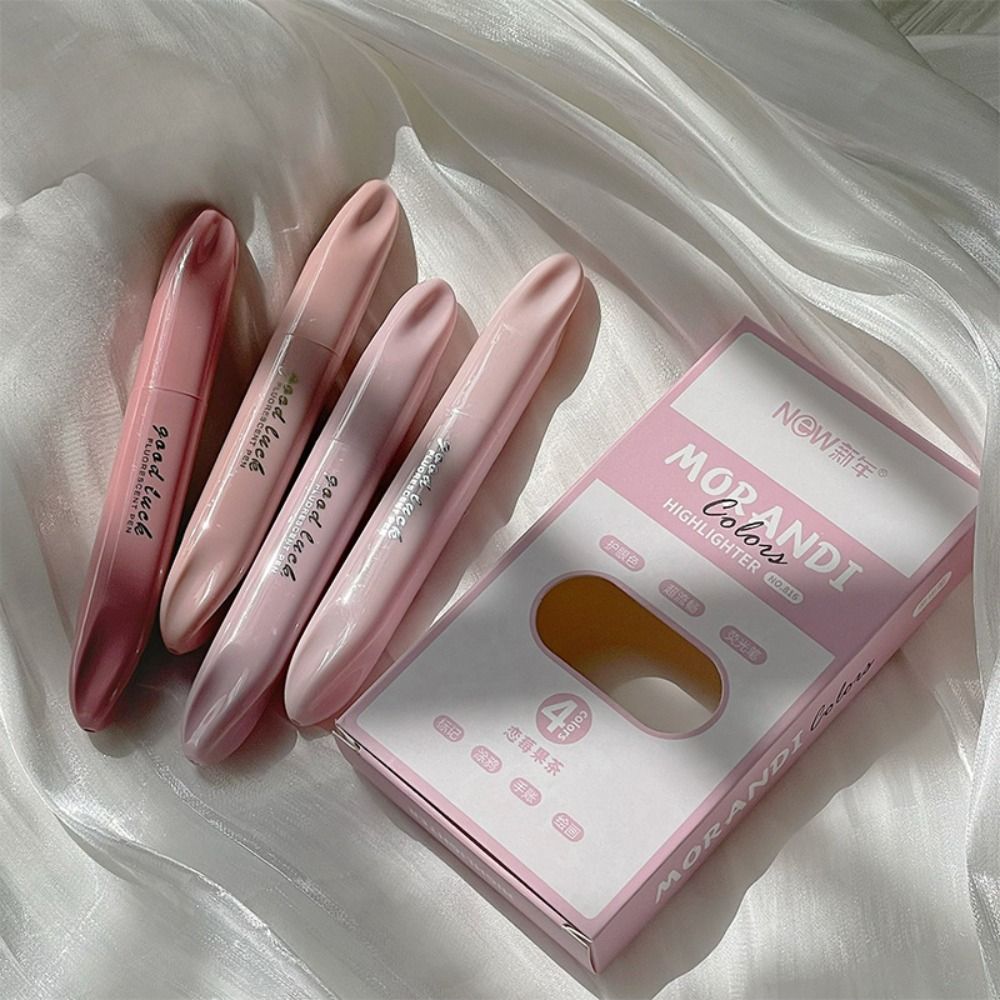 4 culori/set morandi color evidențiatoare morandi cu cap dublu markere cu puncte cheie stilou fluorescent instrumente graffiti: Alb