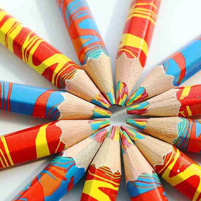 4pcs/pack Colored Hexagonal Rainbow Pencil Crayons Supplies For Painting Colored Graffiti Pencil Set Drawing Stationery